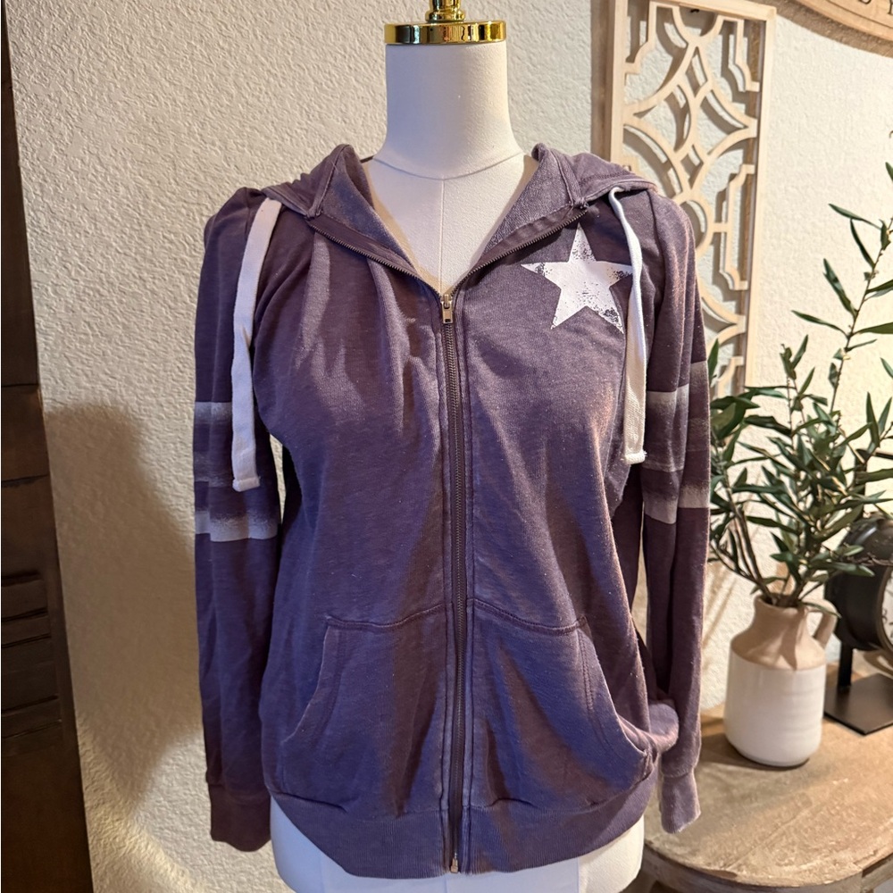 Grayson Threads Purple Zip-Up Hoodie with Star Detail